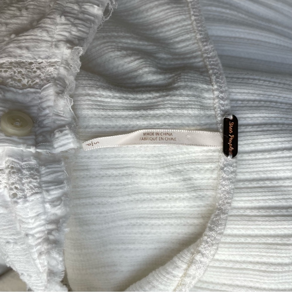 Free People White cotton lace Square-Neck Ribbed Long-Sleeve Top - Picture 7 of 7